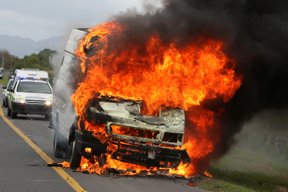 Van Crash and Fire at Senior Living Complex on E Moss Mill Rd in Galloway, NJ